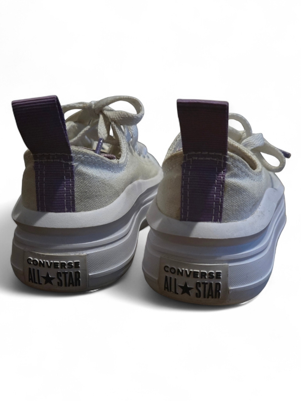 Converse Kids White Low Top Sneakers with Purple Details - Picture 4 of 6